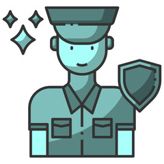 Simple security guard filled line icon