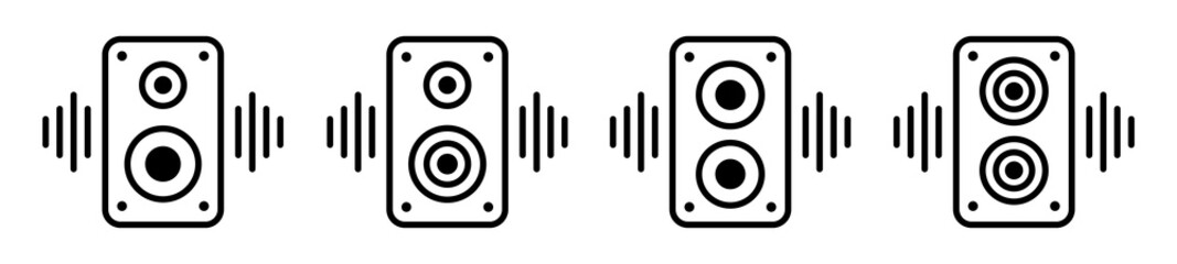 Music speaker icon. Sound speaker icon. Loud woofer icon, vector illustration