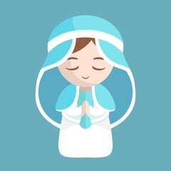 Feast of the Assumption of the Blessed Virgin Mary. Assumption of Mary. Praying mother cartoon