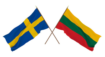 Background for designers, illustrators. National Independence Day. Flags Sweden and Lithuania