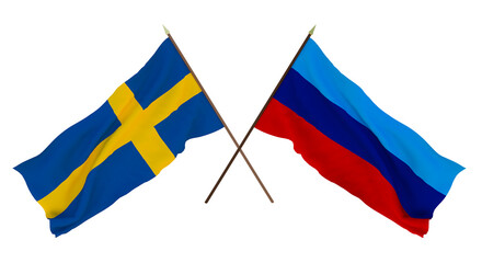 Background for designers, illustrators. National Independence Day. Flags Sweden and Lugansk People's Republic