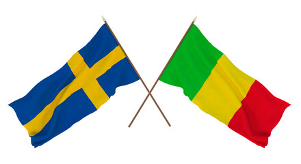 Background for designers, illustrators. National Independence Day. Flags Sweden and Mali