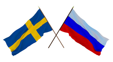 Background for designers, illustrators. National Independence Day. Flags Sweden and Russia