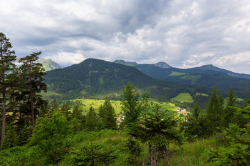 View from the hiking Trail between the bavarian mountains Herzogstand and 