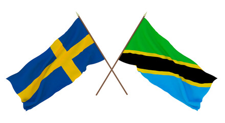 Background for designers, illustrators. National Independence Day. Flags Sweden and Tanzania