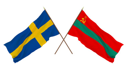 Background for designers, illustrators. National Independence Day. Flags Sweden and Transnistria