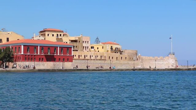 Chania, Crete - city center harbor sunny