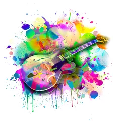 Poster Im Rahmen bright abstract background he with guitar © reznik_val