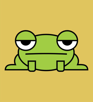 kawaii caroon frog, minimalist comic icon