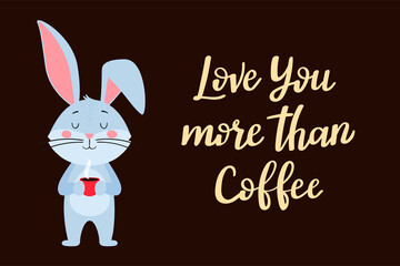 A postcard template with a cute rabbit, the symbol of the year 2023 in the Chinese calendar. Handwritten text 