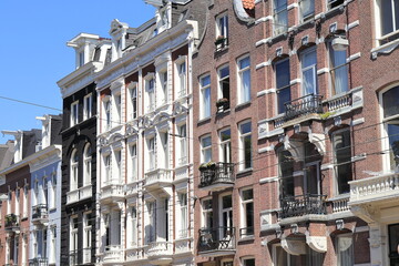 Amsterdam Weteringschans Street Building Facades Close Up, Netherlands.