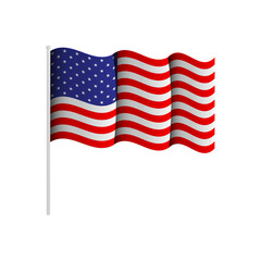USA flag. The wave of the American flag. Completed by Memorial Day or July 4th. Stock vector.