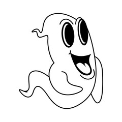 Cute ghost cartoon coloring page illustration vector. For kids coloring book.