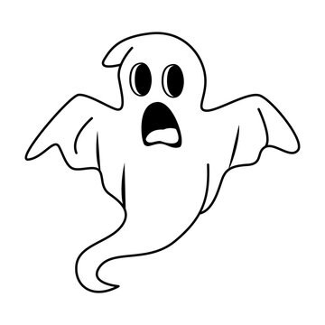Cute ghost cartoon coloring page illustration vector. For kids coloring book.