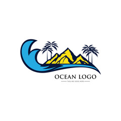 Fototapeta na wymiar ocean wave logo design inspiration