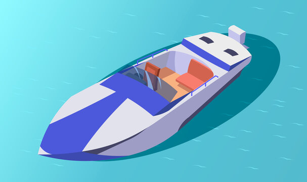 Yachts isometric icon. Travel ship. Luxury marine cruise boat. Yachting 3d vessel. Fishing sea cruise. Tourism water transport for river or lake. Vector illustration