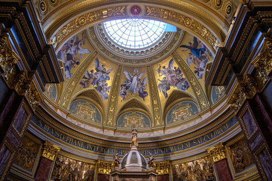 Budapest, Hungary - 23.05.2022: Interior of St. Stephen's Basilica Cathedral
