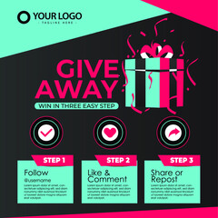 Giveaway banner template gift social media follow like share