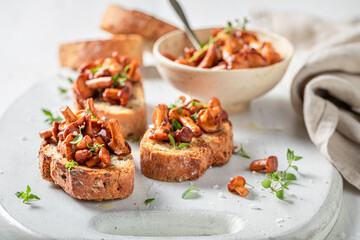 Homemade and tasty toasts as a quick snack for lunch.