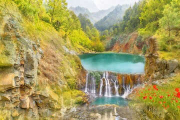Landscape with  cascade of colors, La Palma island, Spain © Balate Dorin