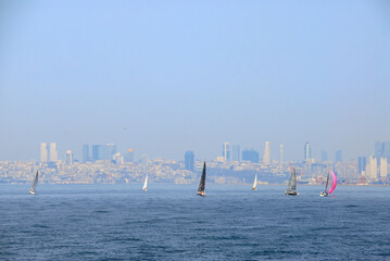 Yacht regatta in Istanbul. Marmaris sea.