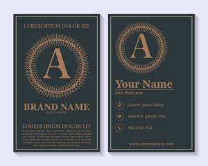 Vintage decorative logo and vertical business card template