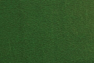 Abstract design background of glossy artificial genuine textured dark green creased leather. Flat surface. Skin natural wrinkled scratched wallpaper pattern. Close-up, mock up, top view