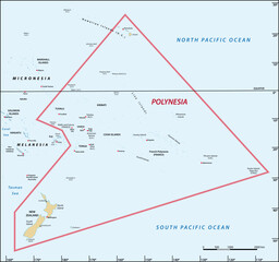 Vector map of the Pacific island region of Polynesia - obrazy, fototapety, plakaty