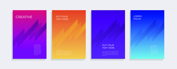 Set of minimal covers design. Colourful gradient vector background. Modern template design for cover or web