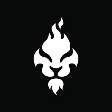 Lion head logo  with fire concept vector illustration