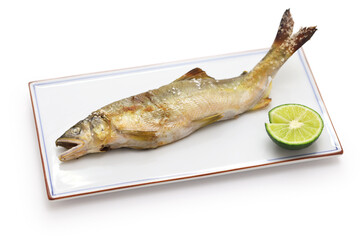 Grilled sweetfish with salt, Ayu no shioyaki, Japanese cuisine