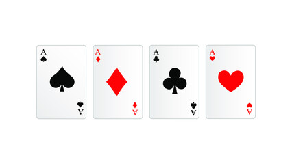 Red and black playing poker card suit: heart, club, diamond and spade vector illustration.