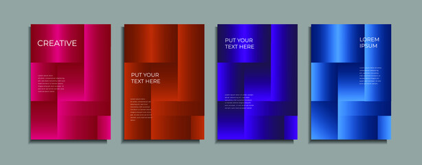 Set of minimal covers design. Colorful gradient vector background. Modern template design for cover or web