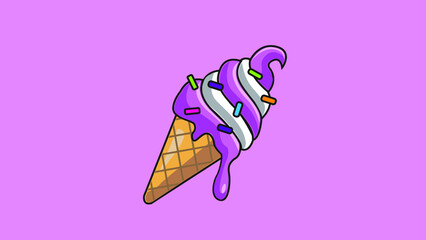 Ice cream vanilla cone vector illustration