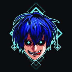 mascot esport head boy character logo gaming. Logo gaming for team squad.logo vector character boy head for gaming.