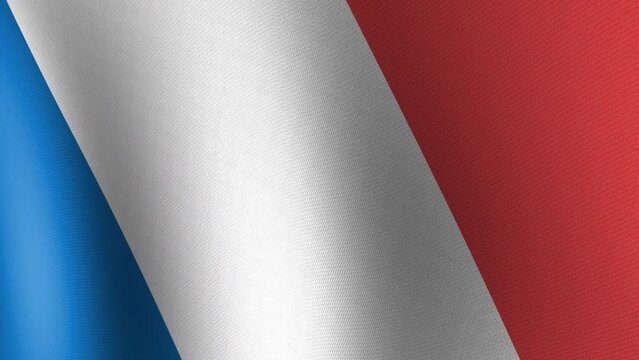 The flag of France is fluttering in the wind. Seamless Animation 3D
