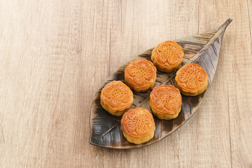 Moon Cake, traditional Chinese snack popular during the mid-autumn festival. 
