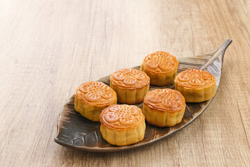Moon Cake, traditional Chinese snack popular during the mid-autumn festival. 
