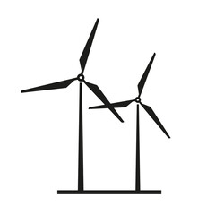 Wind turbines icon. Vector windmill isolated on white. Alternative energy concept.