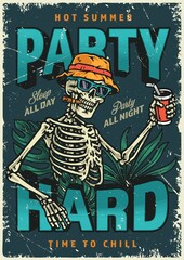 Hard party colorful poster vintage