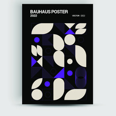Bauhaus geometric pattern background. Modern vertical mosaic banner vector. Trendy Bauhaus pattern background, posters brochures covers