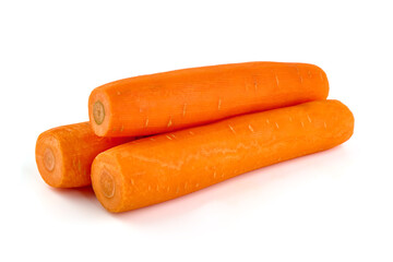Fresh Carrots, isolated on white background.