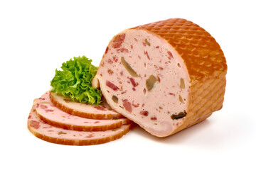 Boiled Bologna sausage, isolated on white background. © GSDesign