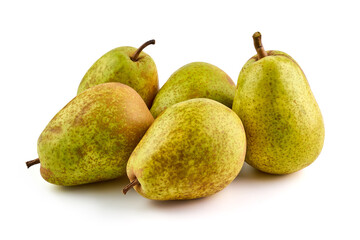 Fresh Williams pears, isolated on white background.