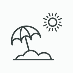 Beach vector icon isolated. Summer, umbrella, sun, sea  icon vector symbol