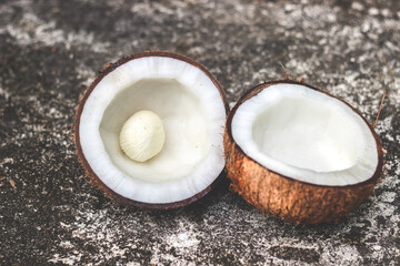 Early stage of coconut plant flesh | Kiwi fruit |  Pela Mada | Cocos nucifera