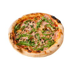 Pizza isolated on a white background. Way in path.