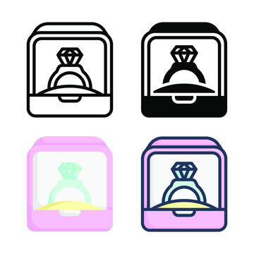 Engaged Couple Icon Set Style Collection