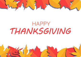 Thanksgiving typography poster with leaves in paper cut style