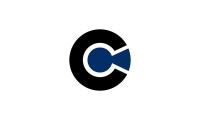 Letter C, Secure Logo With Key Hole Symbol